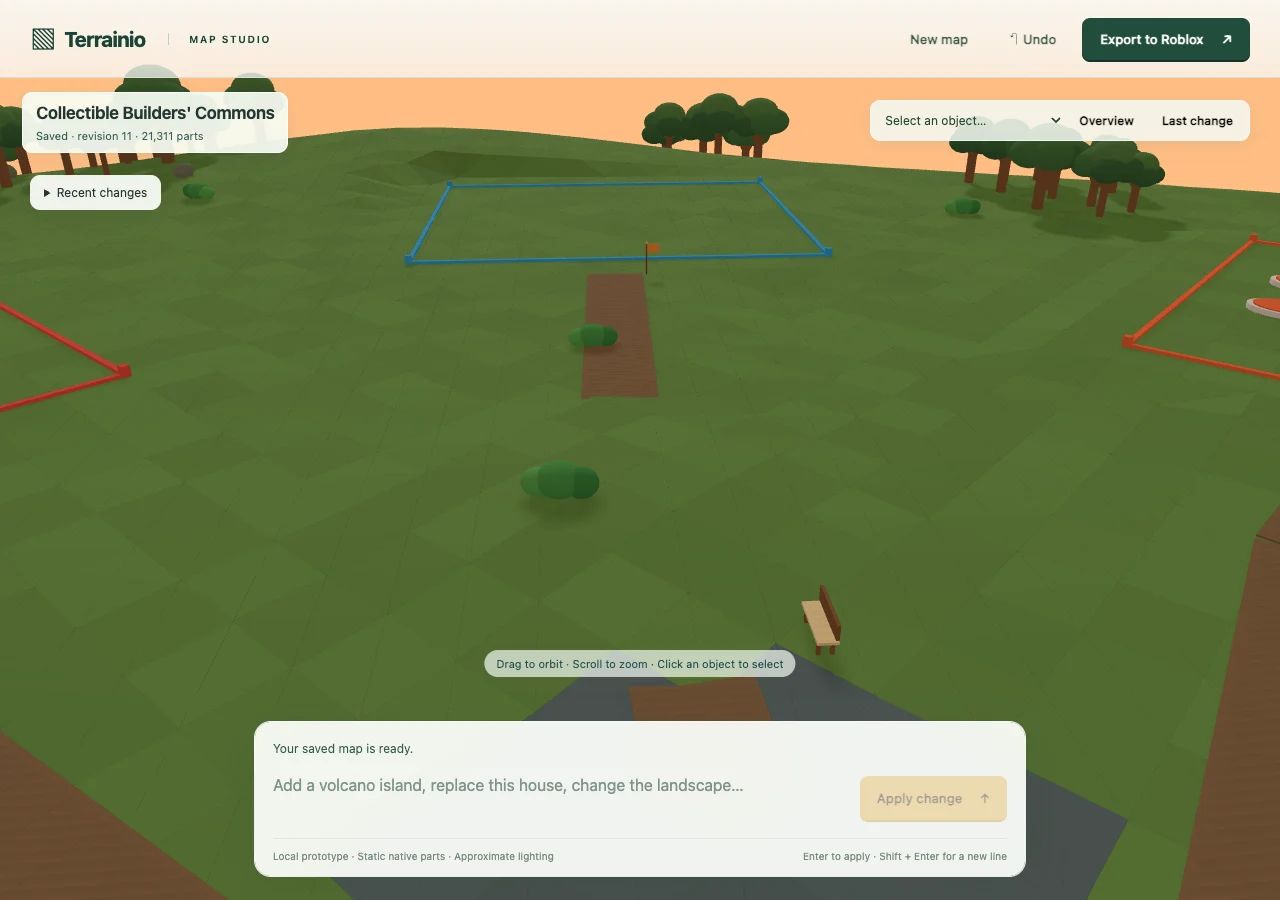 Before the path preservation fix, raised terrain hides the middle of an existing wooden path