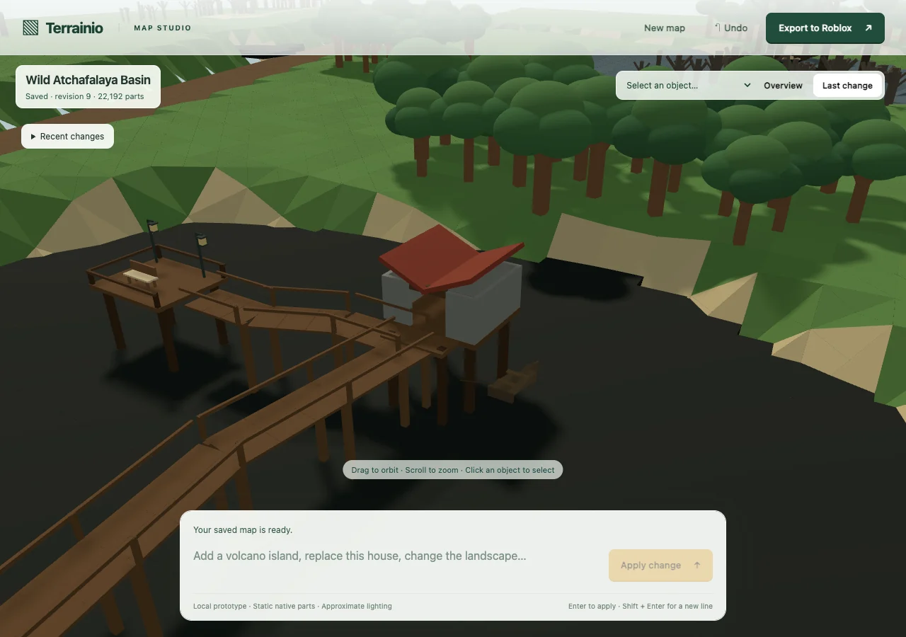 Actual local editor geometry preview: Layered wetland channels, levees and backwaters